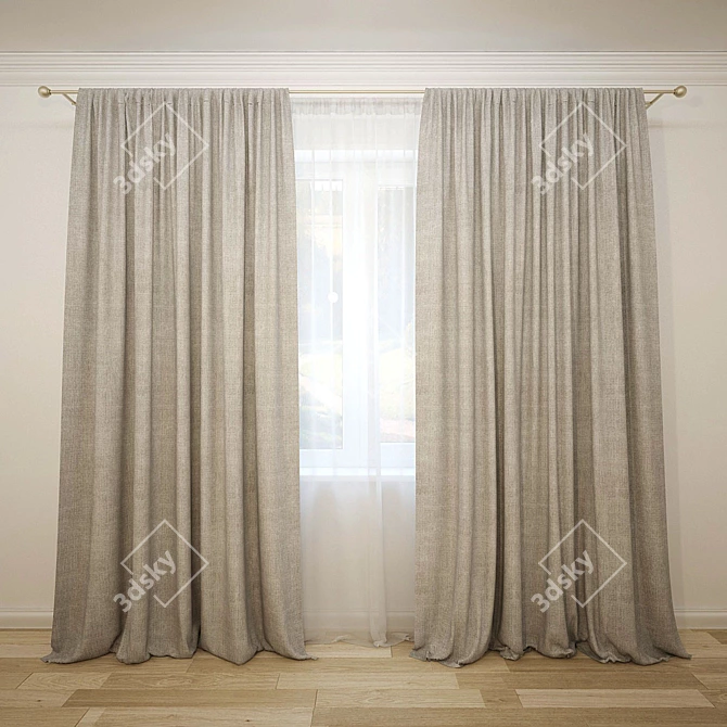 Elegant Drapes & Sheers 3D model image 1