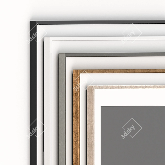 Modern Frames Set in Multiple Materials 3D model image 2