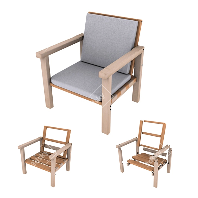 DIY Wooden Armchair Kit 3D model image 1