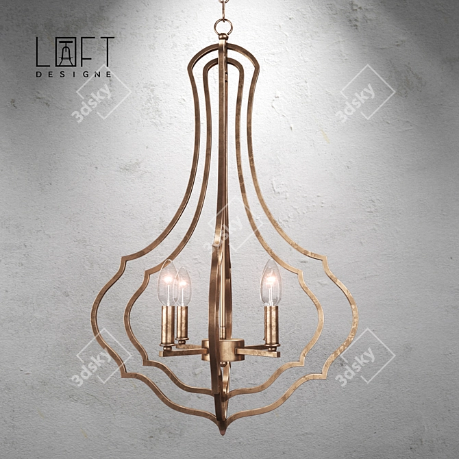 Stylish Loft Chandelier 3D model image 1