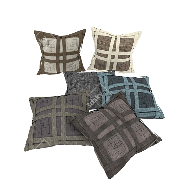 Stylish Pillow Set  All Textures  OBJ File 3D model image 1