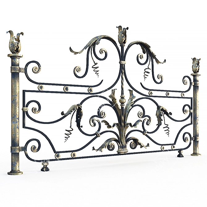 Elegant Forged Fence Panel 3D model image 1