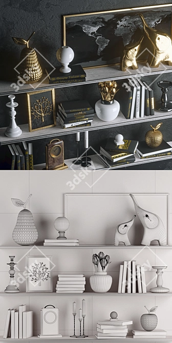 Elegant Golden Decor 3D model image 3