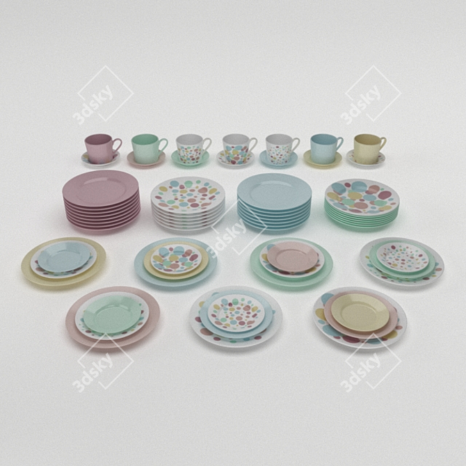 Elegant Popi Porcelain Tableware 3D model image 1