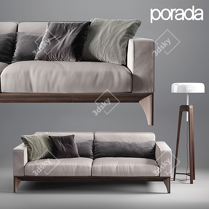Modern Elegance: Fellow Porada Sofa & Pileo Floor Lamp 3D model image 1