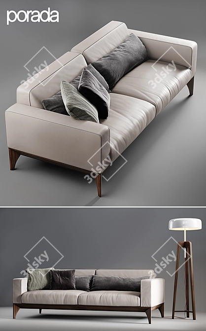 Modern Elegance: Fellow Porada Sofa & Pileo Floor Lamp 3D model image 2