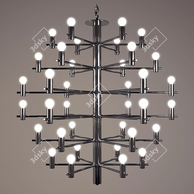 Title: Vintage Chrome Chandelier by Metalspot 3D model image 1