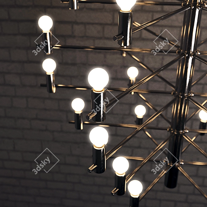 Title: Vintage Chrome Chandelier by Metalspot 3D model image 2