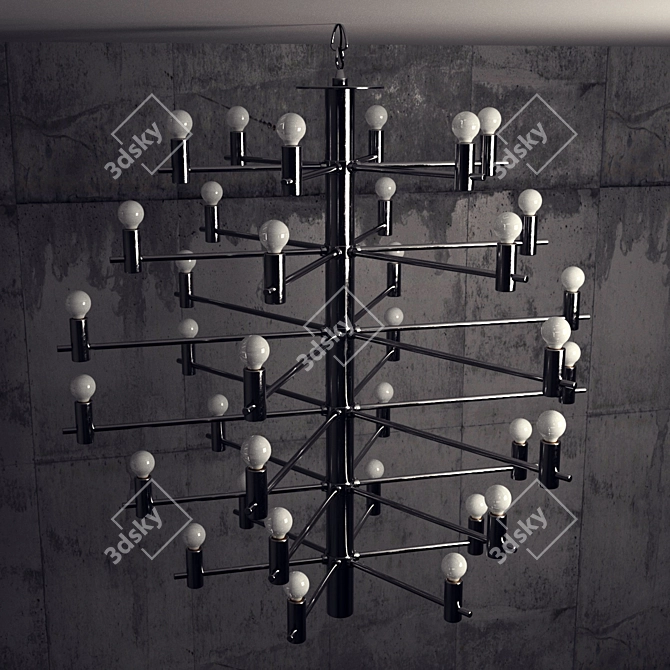 Title: Vintage Chrome Chandelier by Metalspot 3D model image 3