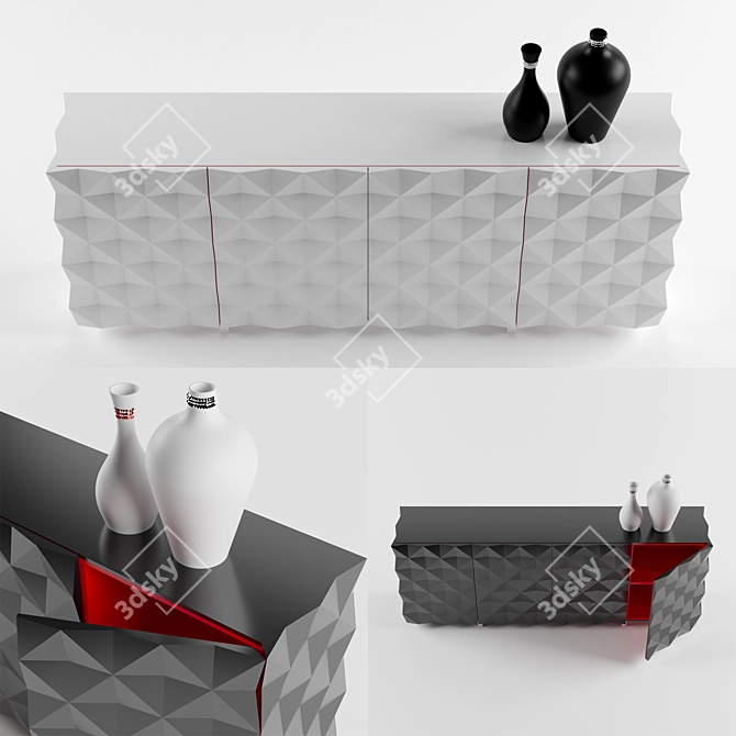 Rocky Wood Credenza 3D model image 2