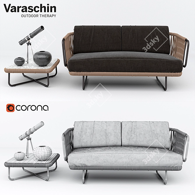 Babylon Sofa and Side Table Set 3D model image 1