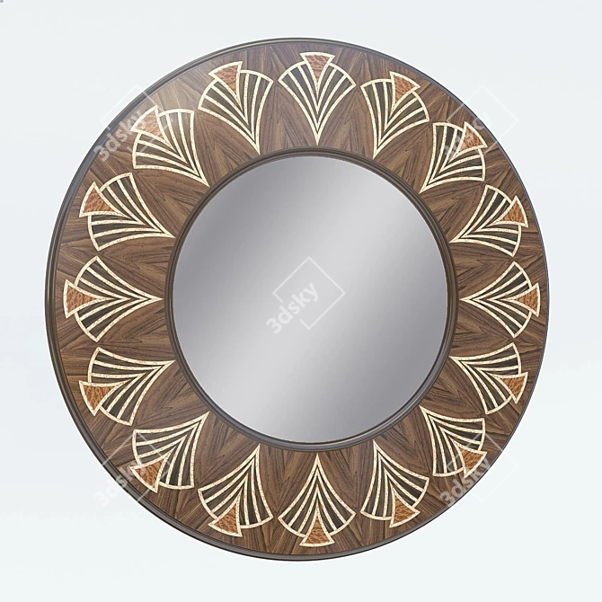 Elegant Art Deco Circle Mirror 3D model image 1