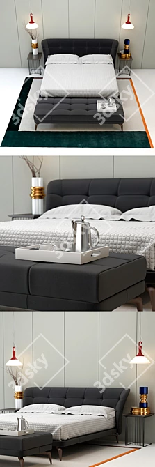Driade Leon Contemporary Bed 3D model image 2