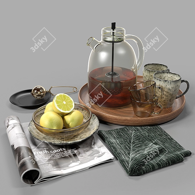 Scandinavian Tea Set 3D model image 1