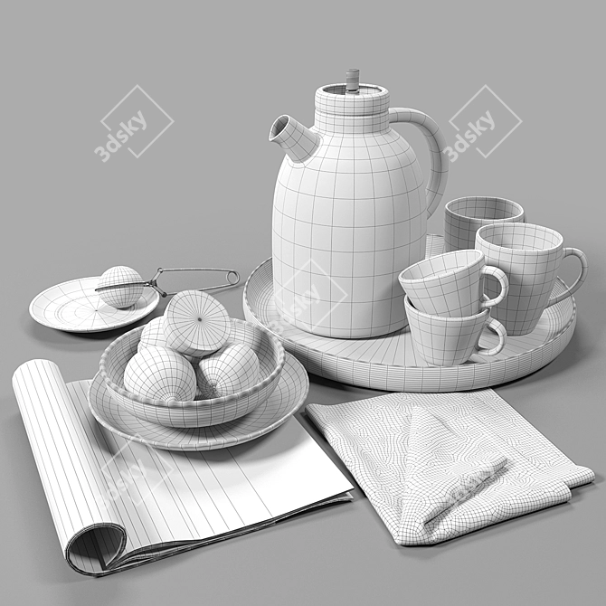 Scandinavian Tea Set 3D model image 2