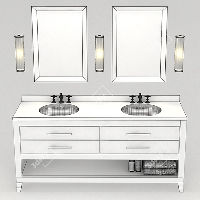 Shagreen Double Washstand in Gray 3D model image 3