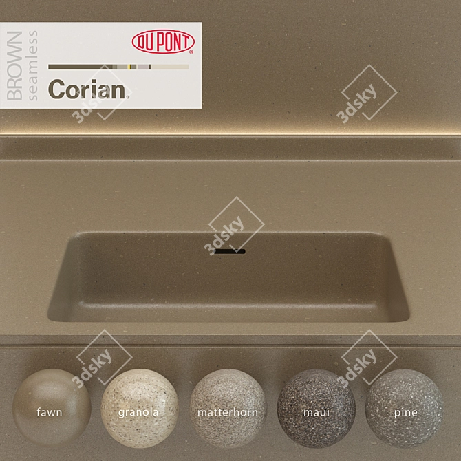 Dupont Corian Brown Kitchen Countertops 3D model image 1