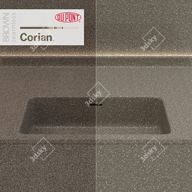 Dupont Corian Brown Kitchen Countertops 3D model image 3