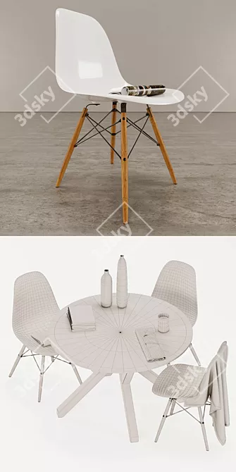 Modern Dining Set - Mikado & Eames 3D model image 3
