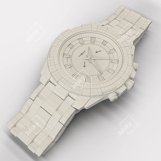 Sleek Curren Black Steel Watch 3D model image 3