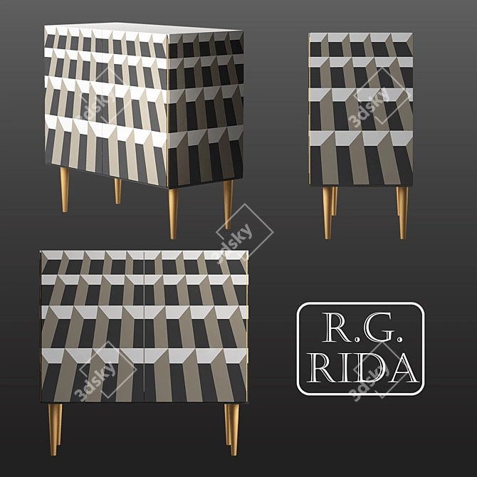 Trompe l'oeil Agra Glass Cabinets 3D model image 1