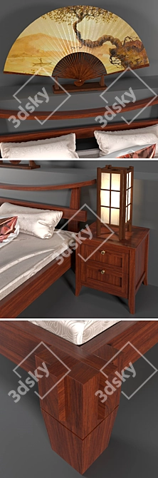 Tokyo Bed with Bedside Tables 3D model image 2