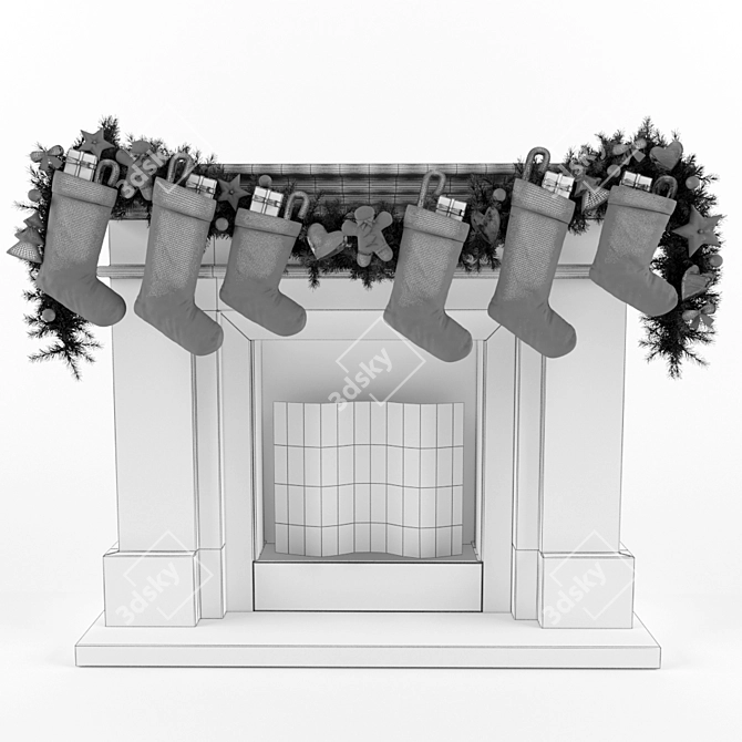 Festive Fireplace Bliss 3D model image 3