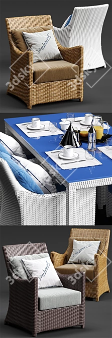 Luxury Outdoor Set: Dolcefarniente SCAURI Armchair and PALINURO Table 3D model image 2