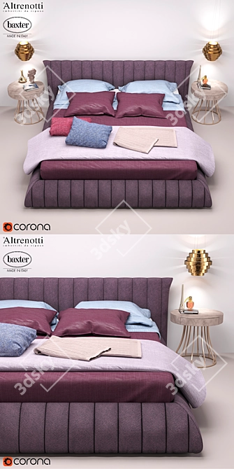 Modern Bedroom Set: Altrenotti Bed & Baxter Furniture 3D model image 2