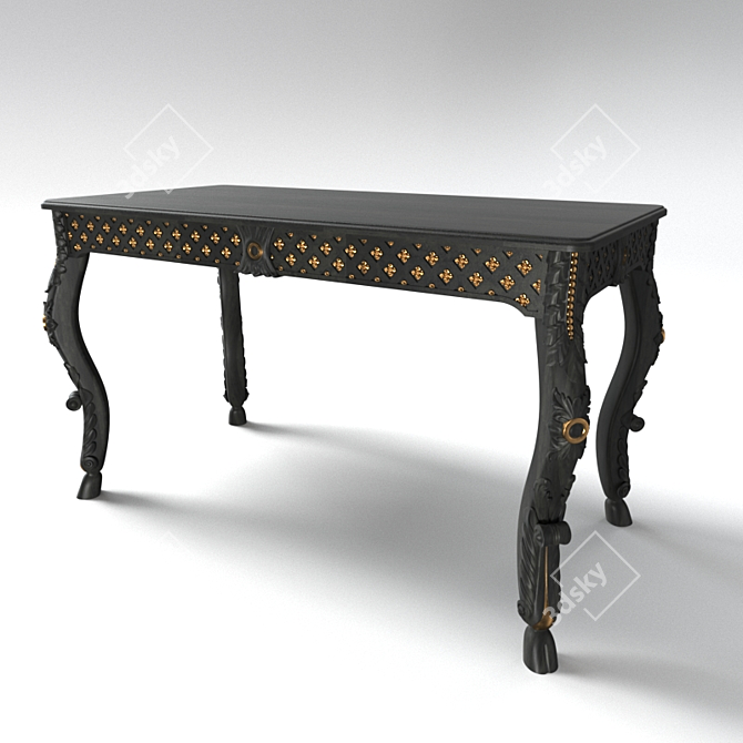 Spanish Writing Desk with Drawer 3D model image 1