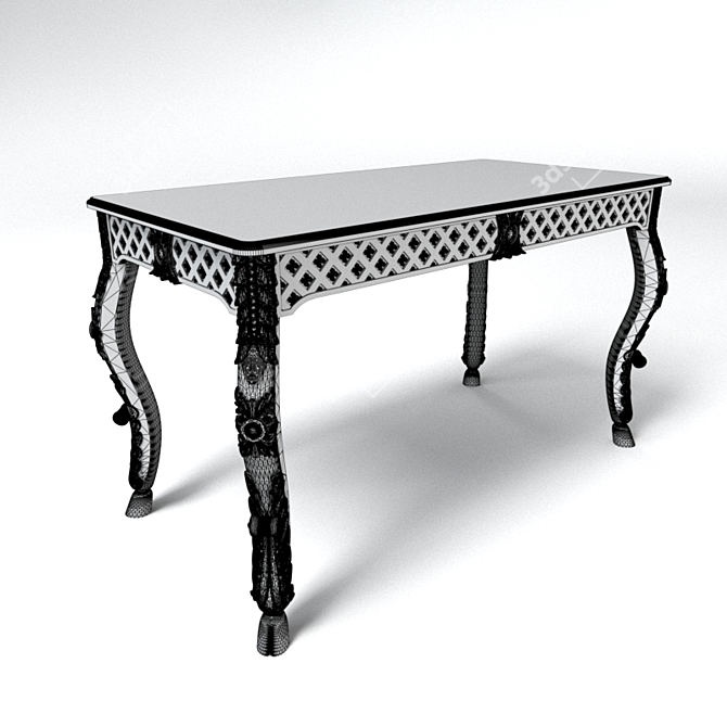 Spanish Writing Desk with Drawer 3D model image 2
