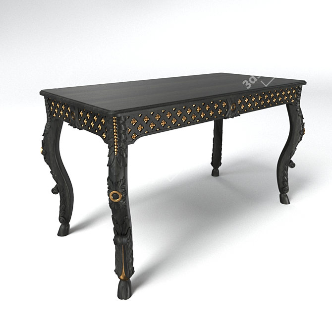 Spanish Writing Desk with Drawer 3D model image 3