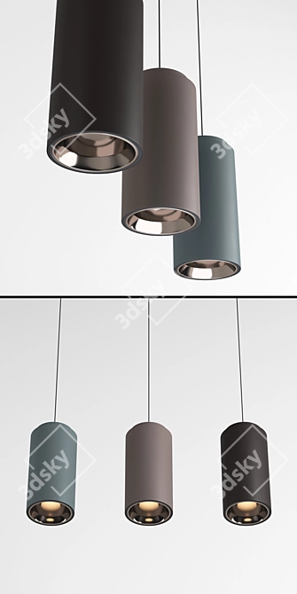 Sleek CFL Pendant Light 3D model image 2