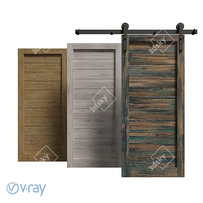 Sleek Hinged Door: Smooth Rollers 3D model image 1