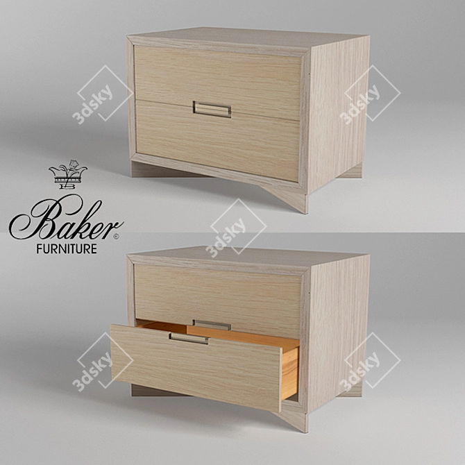 Russet Oak Chest with Leather Insert Drawers 3D model image 1