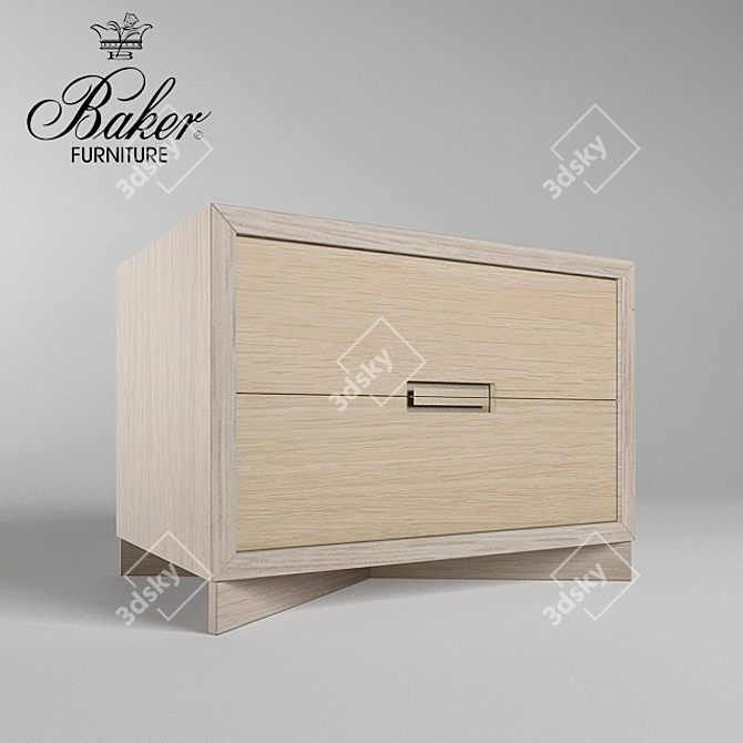 Russet Oak Chest with Leather Insert Drawers 3D model image 2
