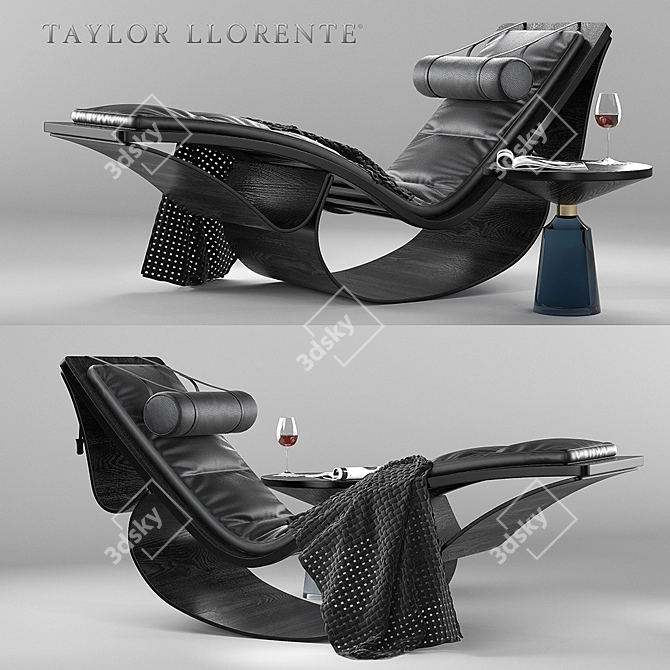 Title: Black Ash Wood Sculptural Chaise 3D model image 1