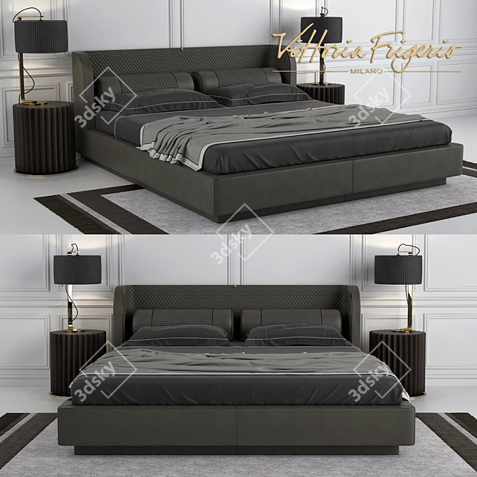 Elegant Bellini Bed Set: Bed, Table & Lamp 3D model image 1