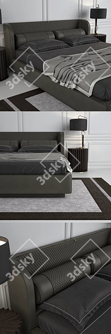 Elegant Bellini Bed Set: Bed, Table & Lamp 3D model image 2