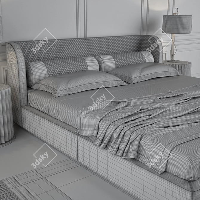 Elegant Bellini Bed Set: Bed, Table & Lamp 3D model image 3