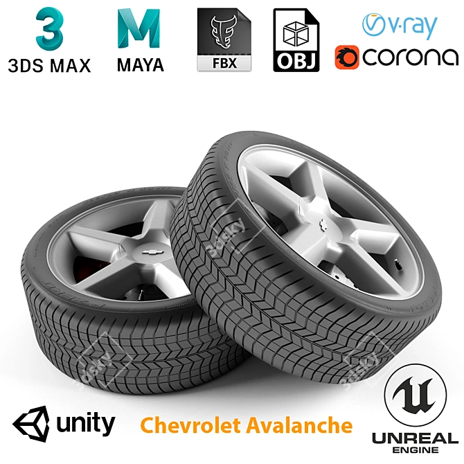 Chevrolet Avalanche Wheel Set 3D model image 1