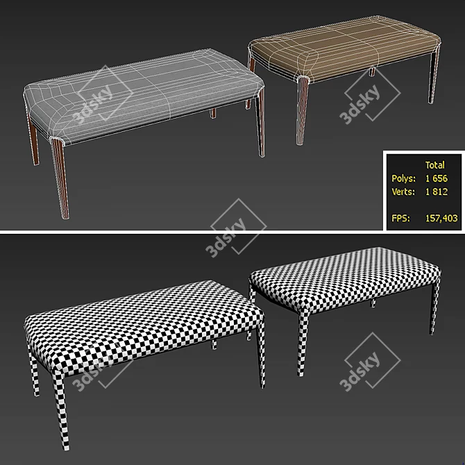 Sleek Bellevue Bench - Modern Style 3D model image 2