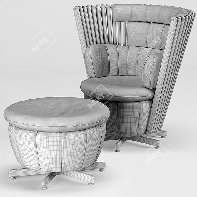 Tavarua Arm Chair & Ottoman Set 3D model image 3