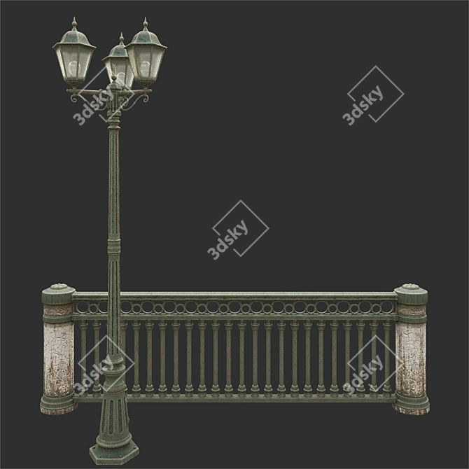 Urban Park Lantern with Sidewalk Guard 3D model image 1