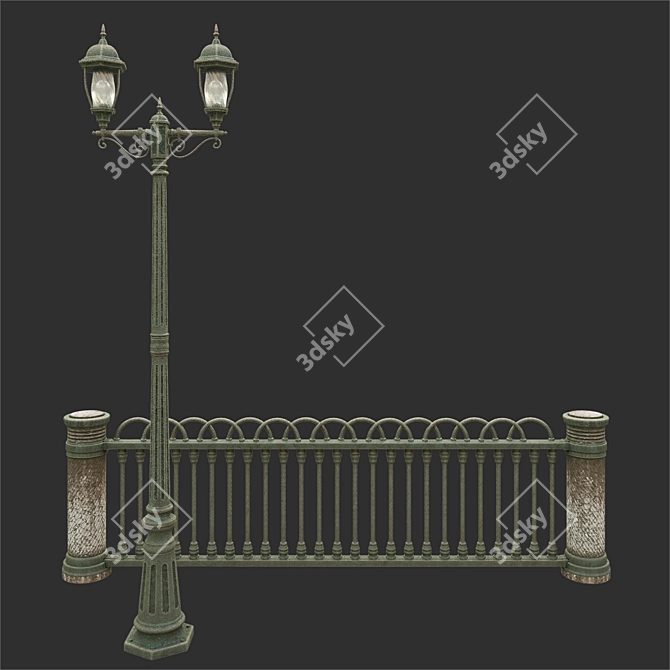 Park Lantern with Pavement Guard 3D model image 1