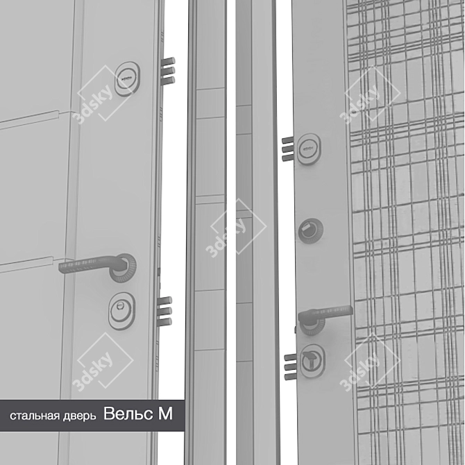 Velvet Steel Entrance Door 3D model image 3