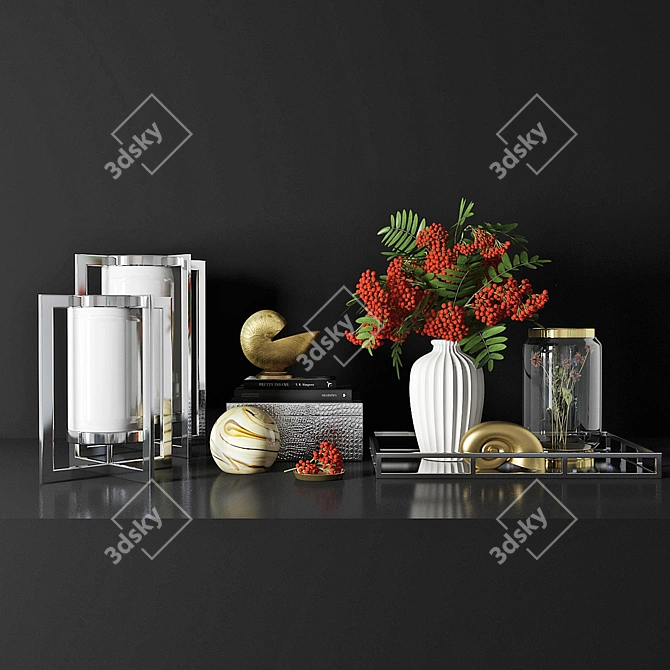 Elegant Ornamental Set 3D model image 1