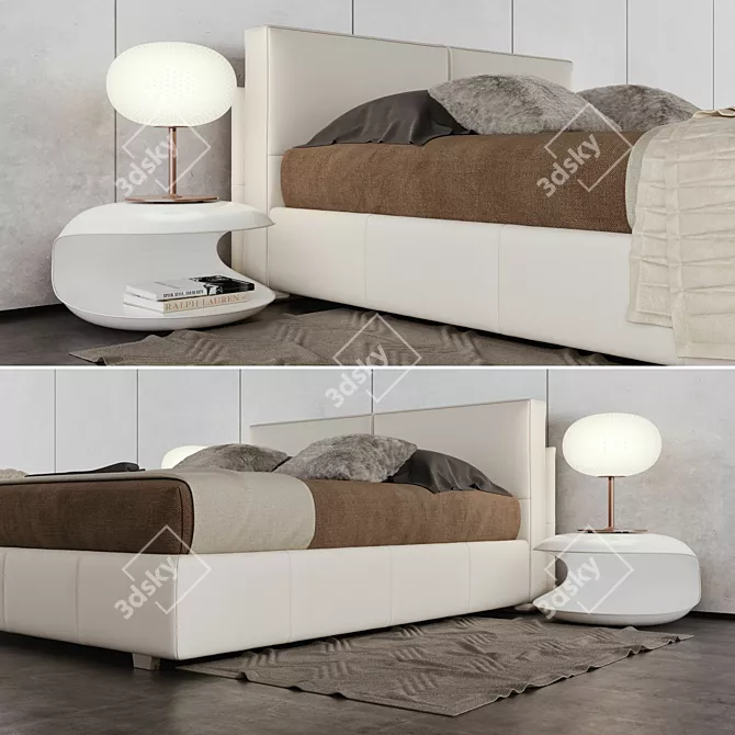 Title: Vintage 1946 Roxanne Bed 3D model image 2