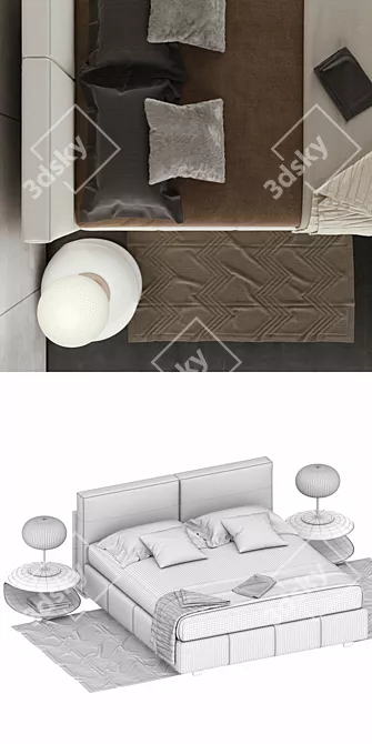 Title: Vintage 1946 Roxanne Bed 3D model image 3