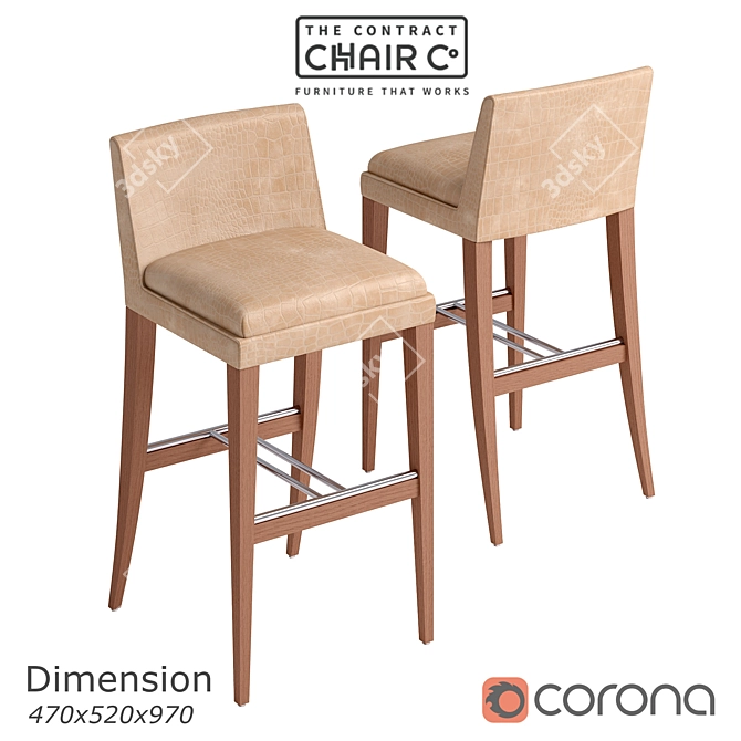 Sleek Onda Barstool: Modern Elegance for Your Space 3D model image 1